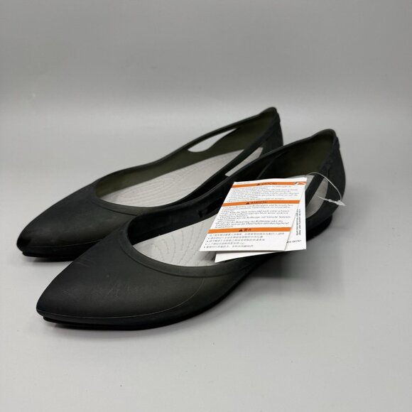 Crocs Rio Ballet Flats Women's Black/Gray Sz 9 Cutout Translucent Pointed Toe - Picture 3 of 7